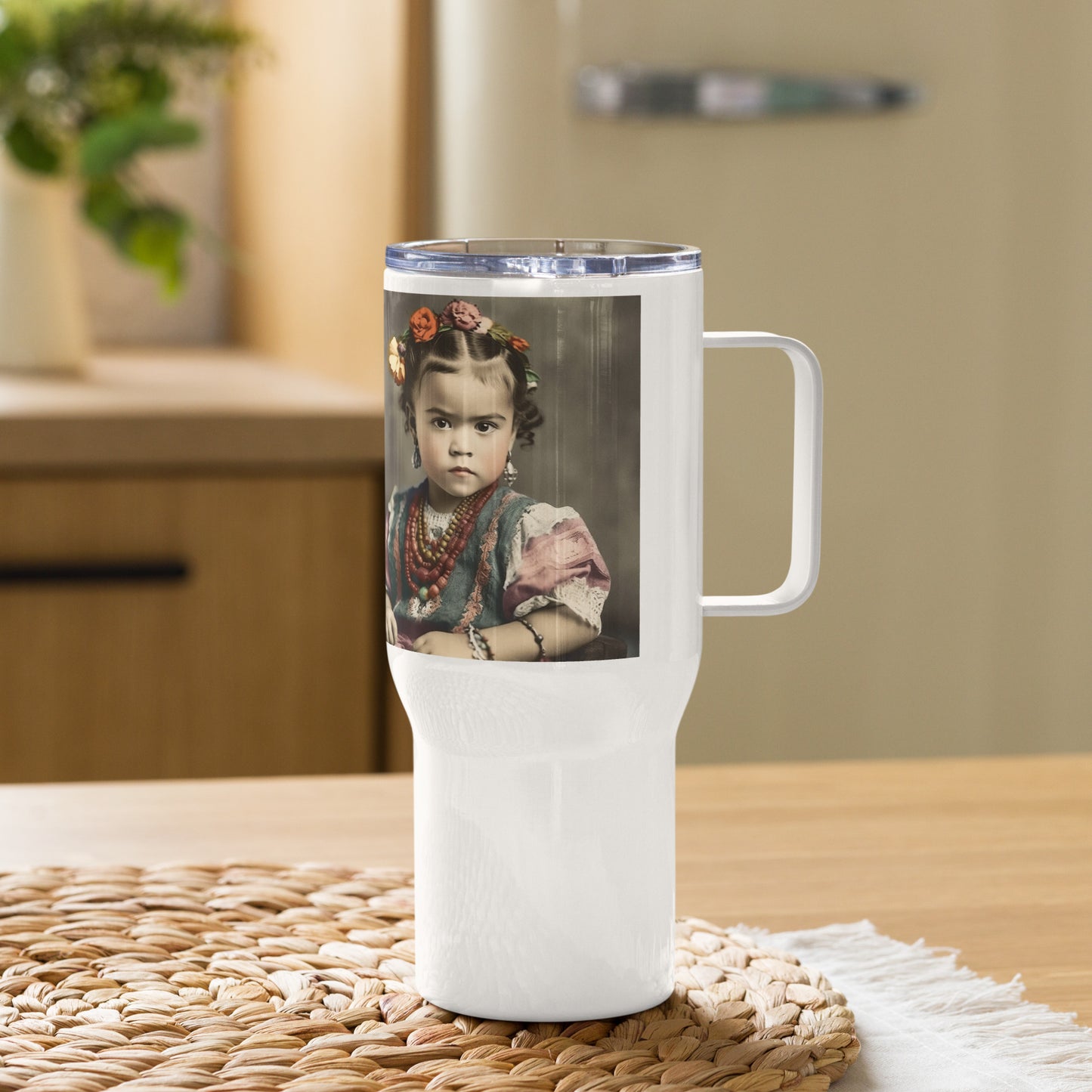 Travel Mug / White Stainless Steel / Portrait Magdalena Frida VIII