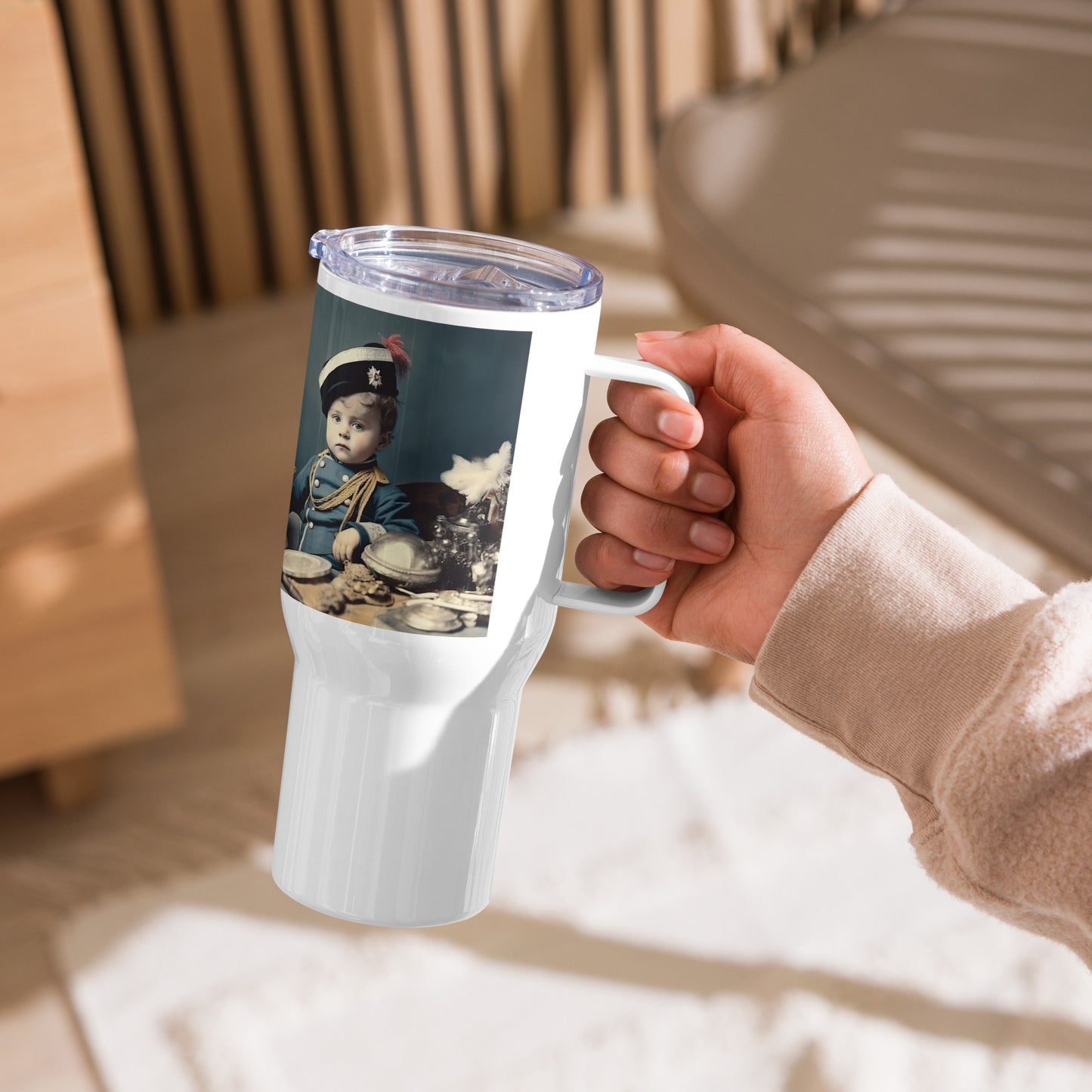 Travel Mug / White Stainless Steel / Portrait Napoleon Carlo VIII