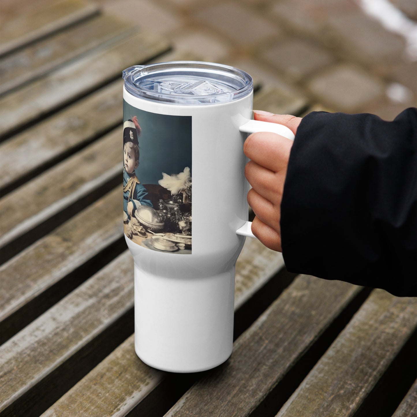 Travel Mug / White Stainless Steel / Portrait Napoleon Carlo VIII