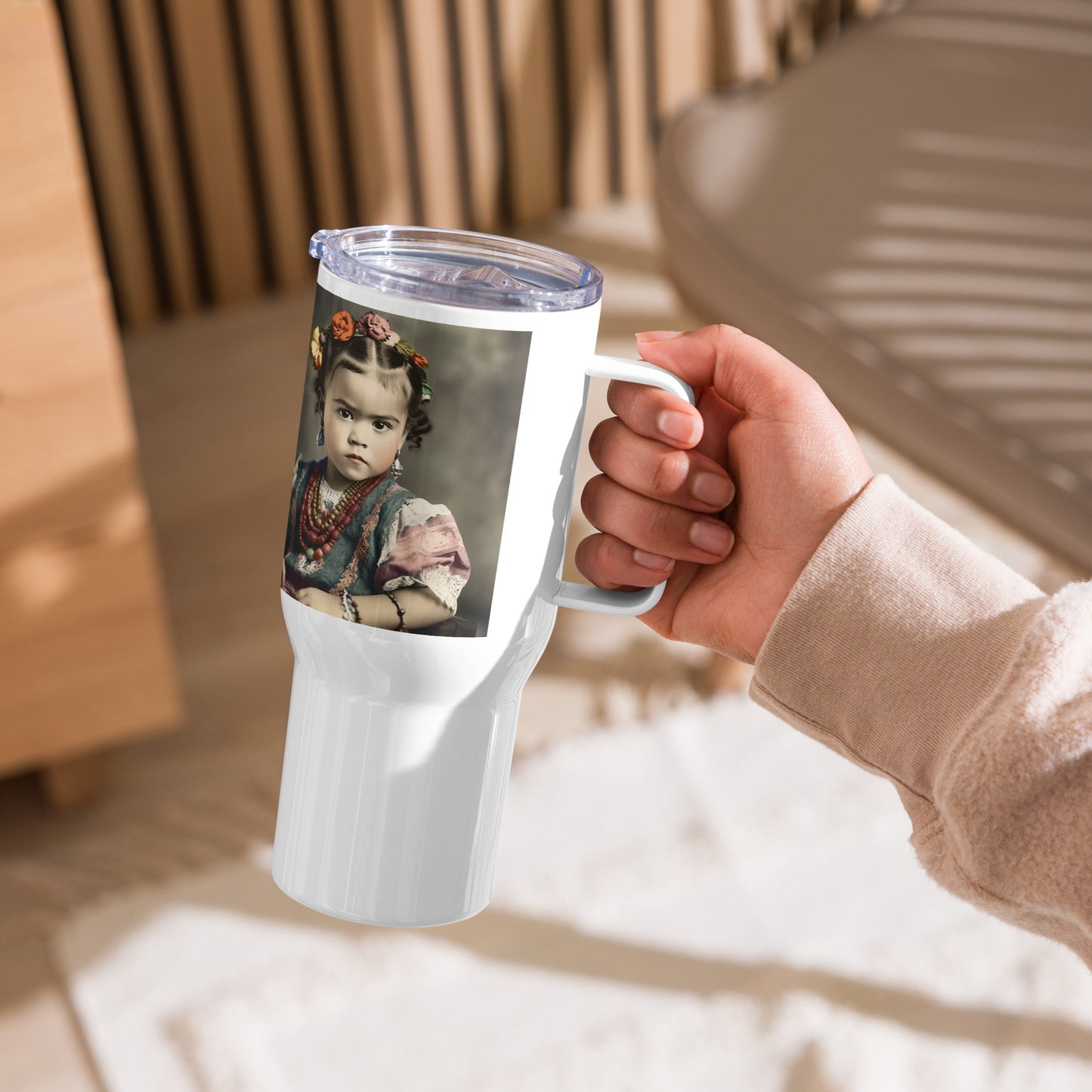 Travel Mug / White Stainless Steel / Portrait Magdalena Frida VIII