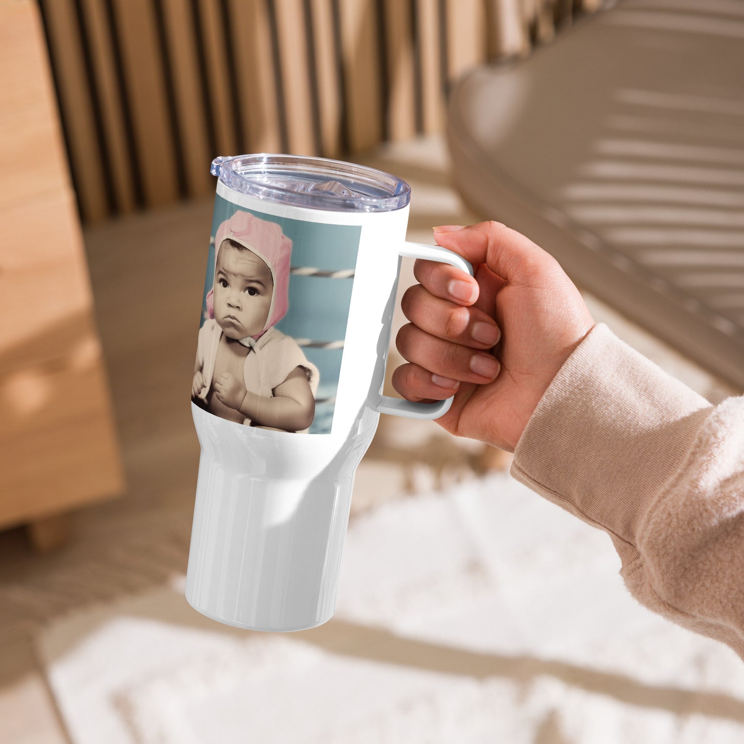 Travel Mug / White Stainless Steel / Portrait Cassius 'Muhammad' Marcellus III