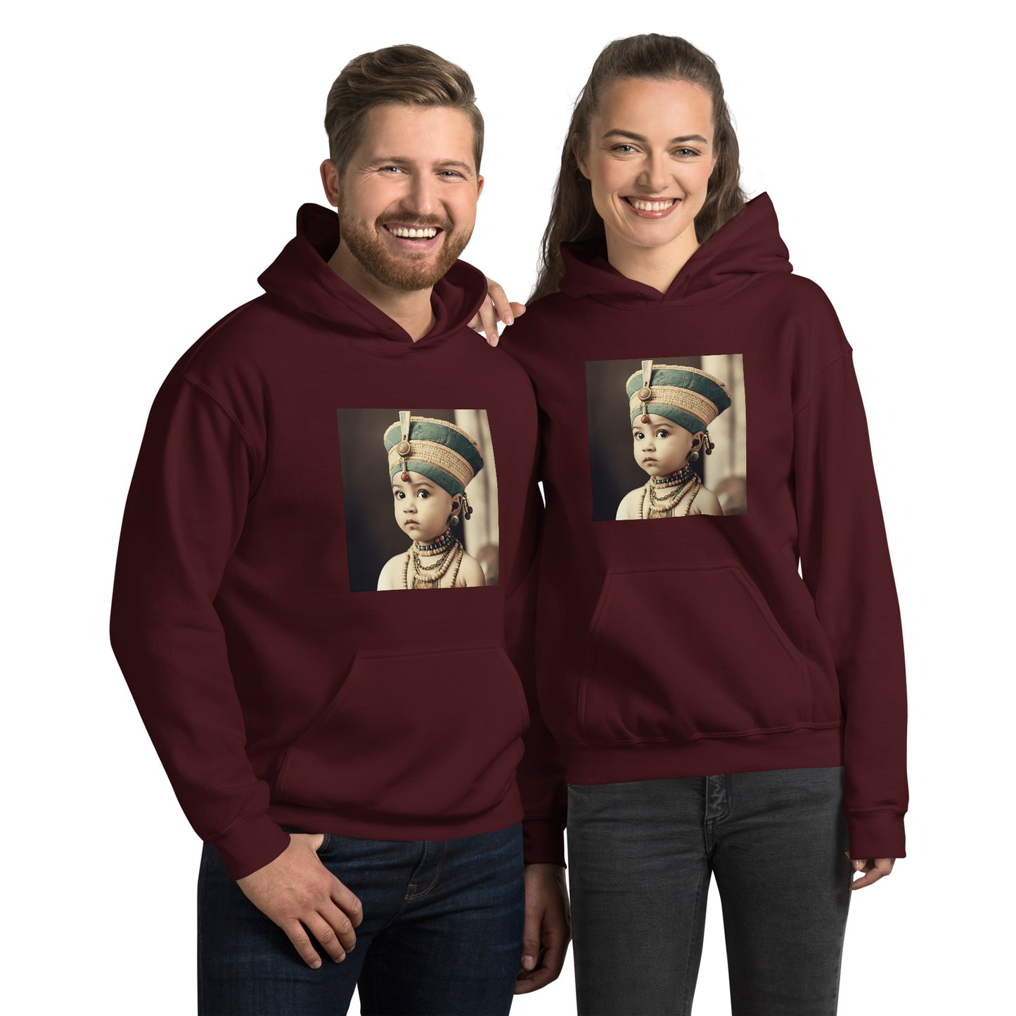 Hoodie Unisex / Air Spun Cotton / Portrait Nefertiti Neferneferuaten I