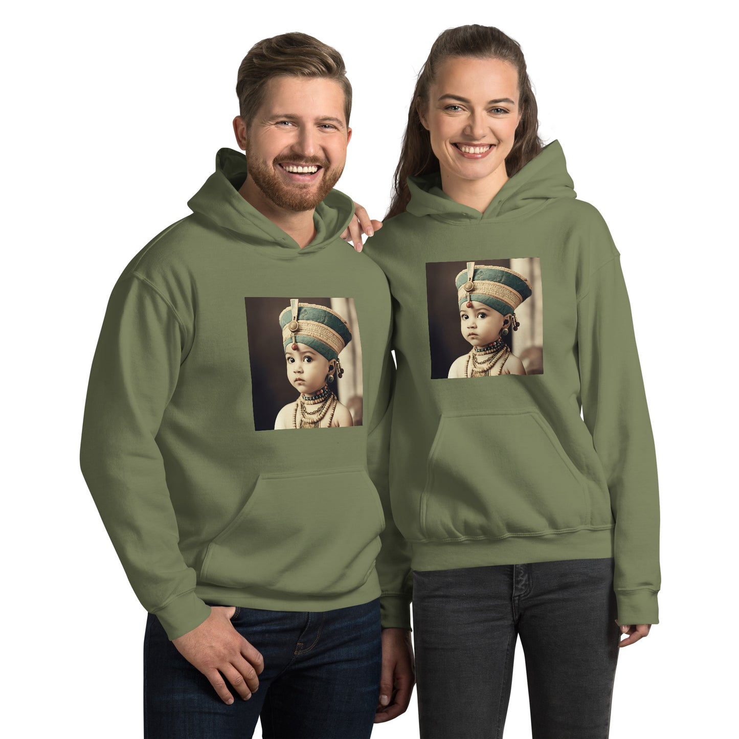 Hoodie Unisex / Air Spun Cotton / Portrait Nefertiti Neferneferuaten I