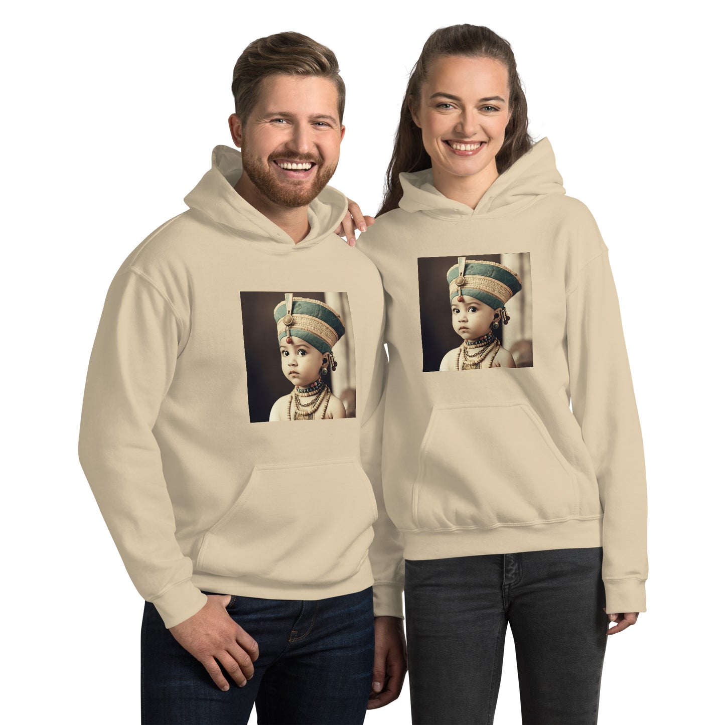 Hoodie Unisex / Air Spun Cotton / Portrait Nefertiti Neferneferuaten I