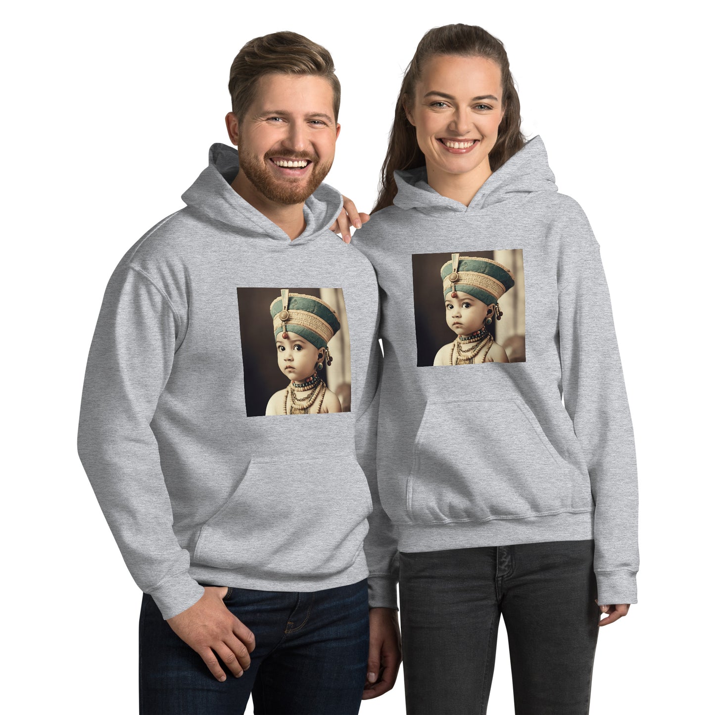 Hoodie Unisex / Air Spun Cotton / Portrait Nefertiti Neferneferuaten I