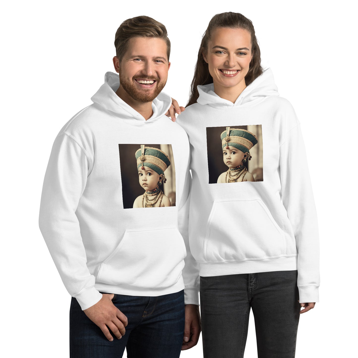 Hoodie Unisex / Air Spun Cotton / Portrait Nefertiti Neferneferuaten I