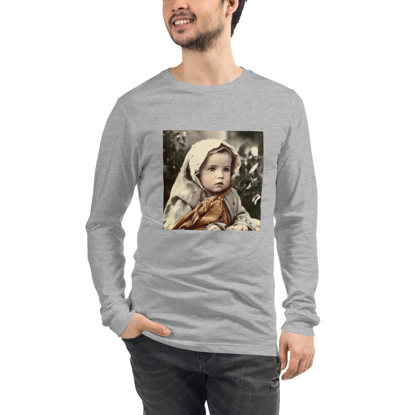 Long Sleeve Unisex / Airlume Cotton / Portrait Jesus Nazareth I