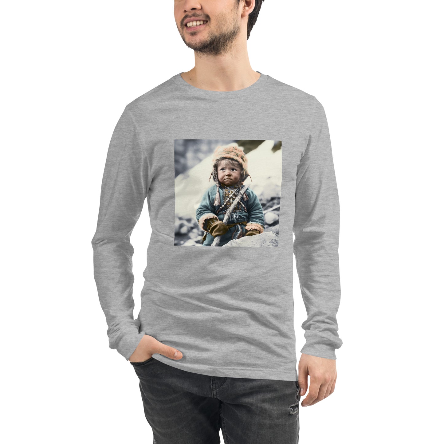 Long Sleeve Unisex / Airlume Cotton / Portrait Ötzi Tisenjoch II