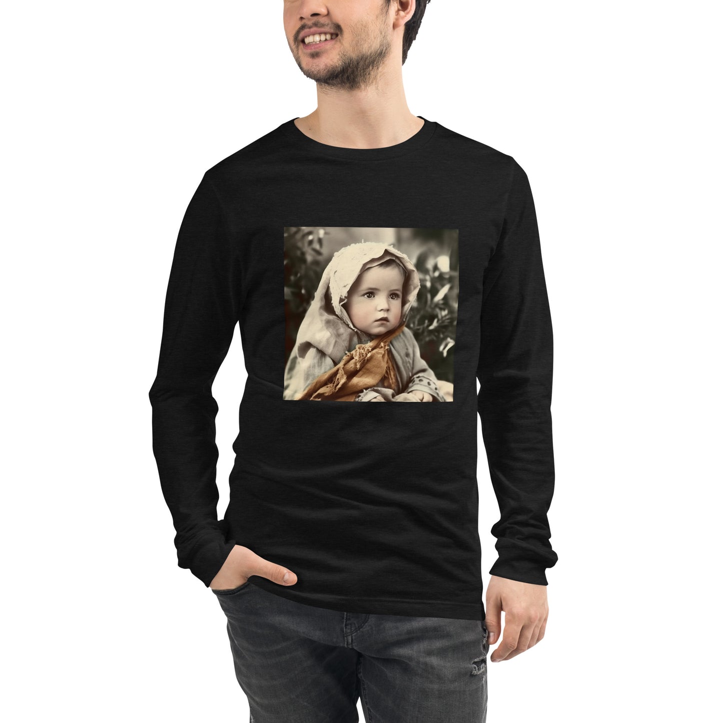 Long Sleeve Unisex / Airlume Cotton / Portrait Jesus Nazareth I