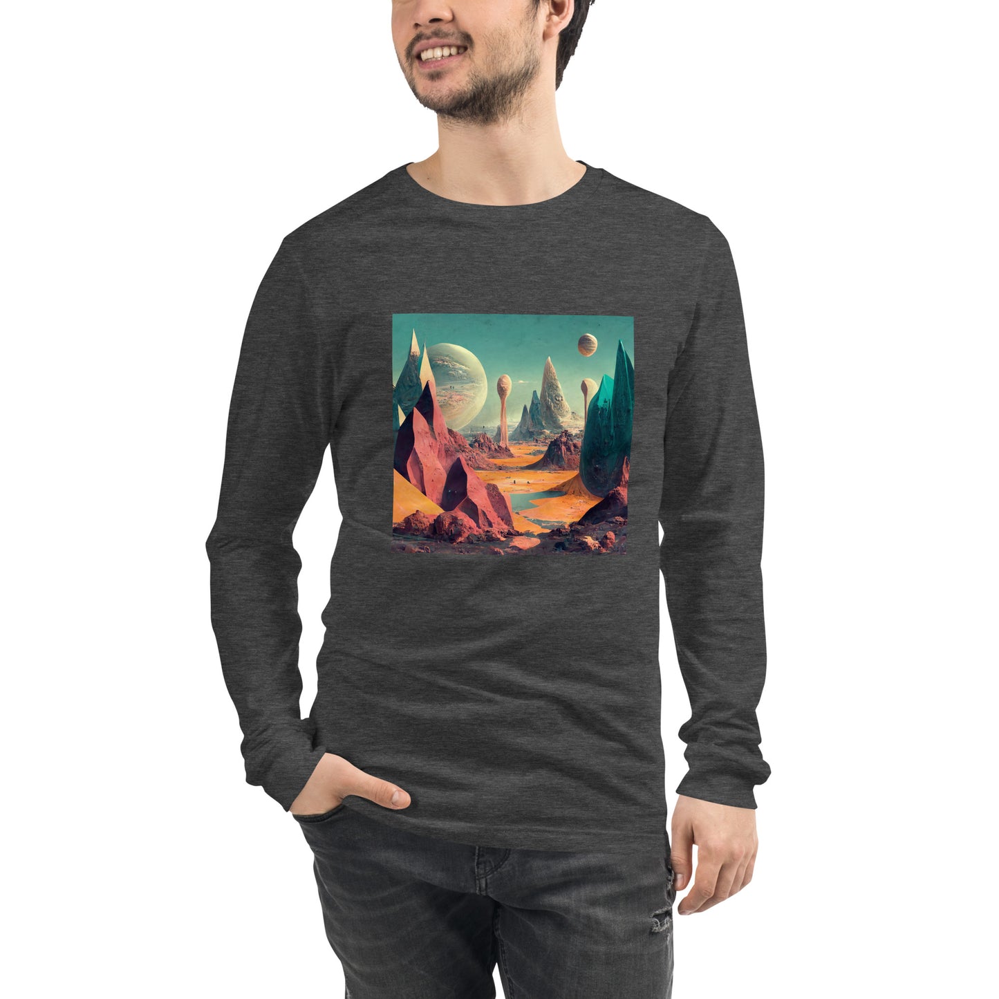 Long Sleeve Unisex / Airlume Cotton / Exoplanet #3