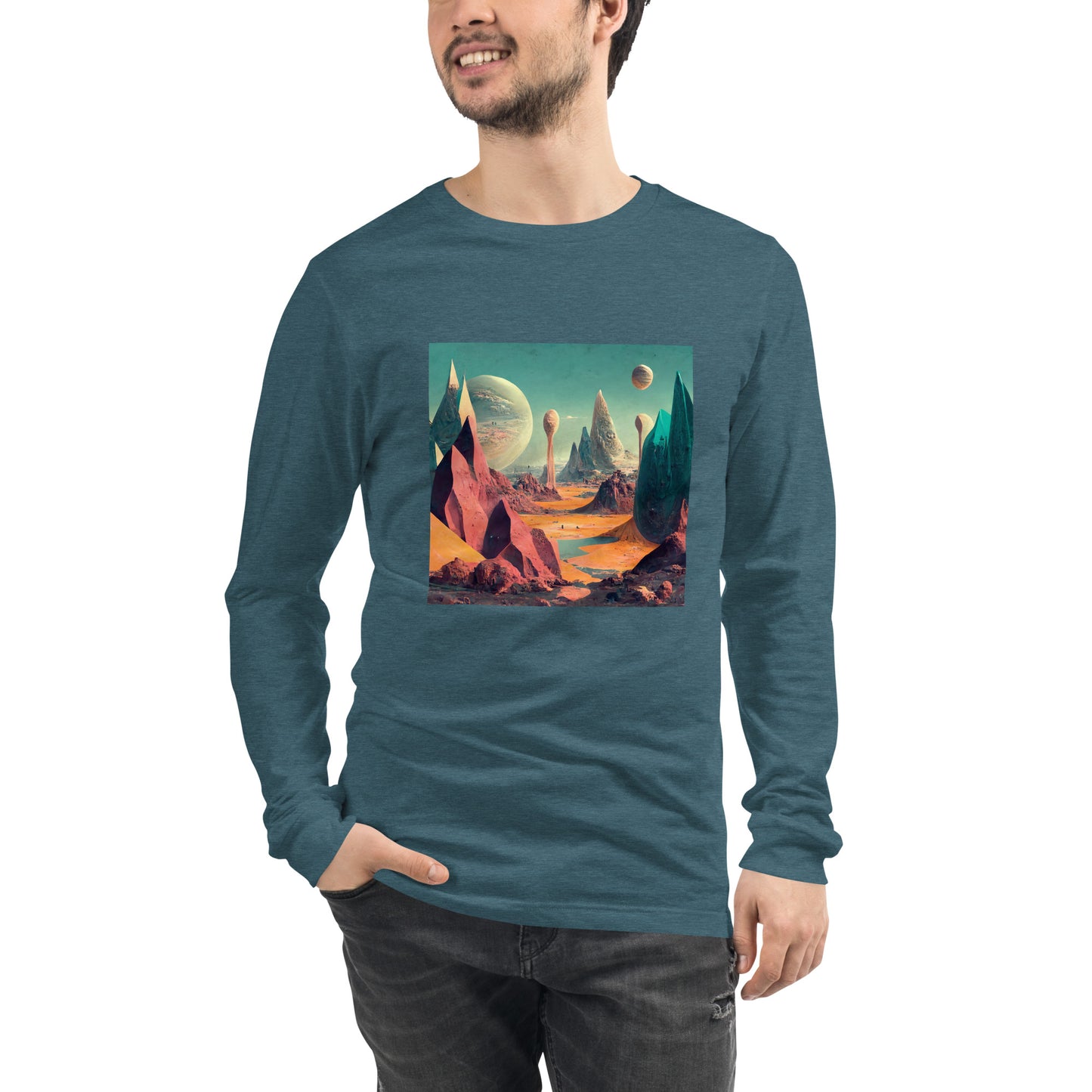 Long Sleeve Unisex / Airlume Cotton / Exoplanet #3