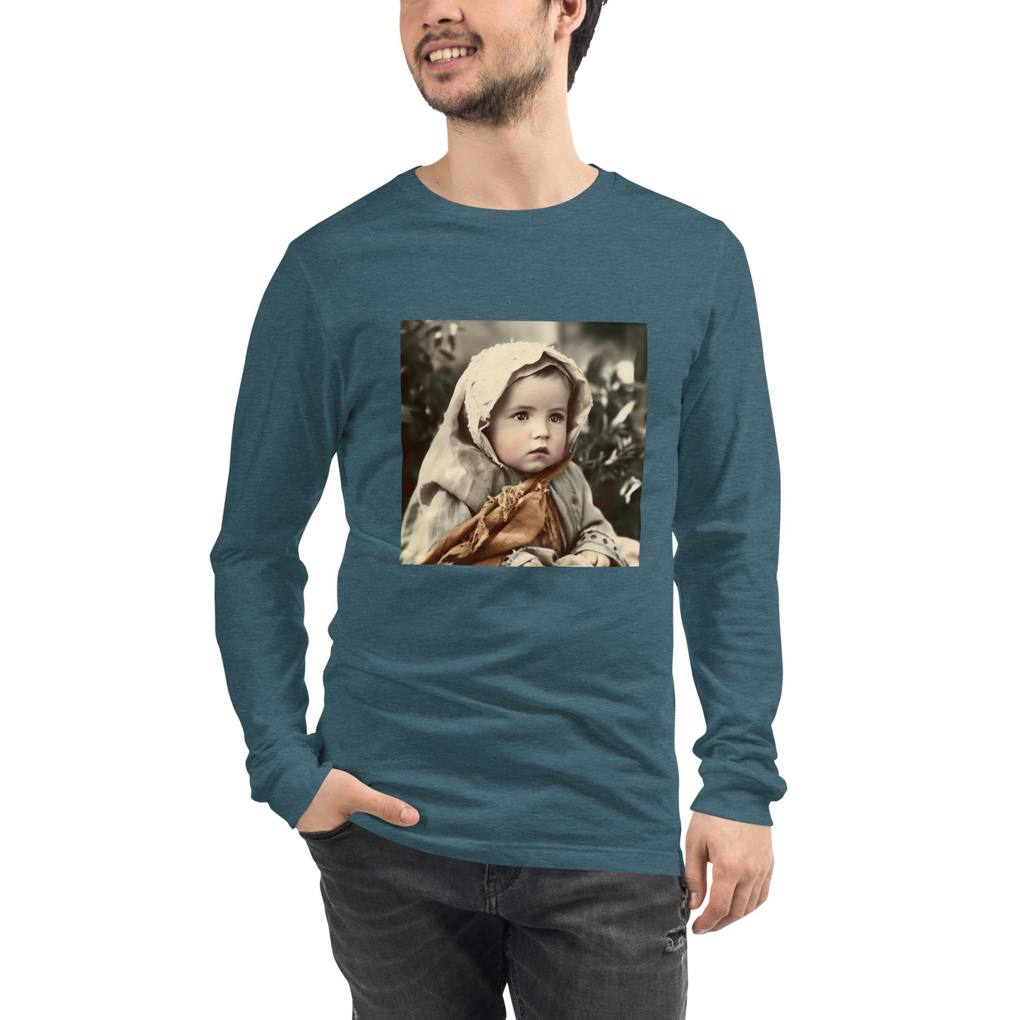 Long Sleeve Unisex / Airlume Cotton / Portrait Jesus Nazareth I