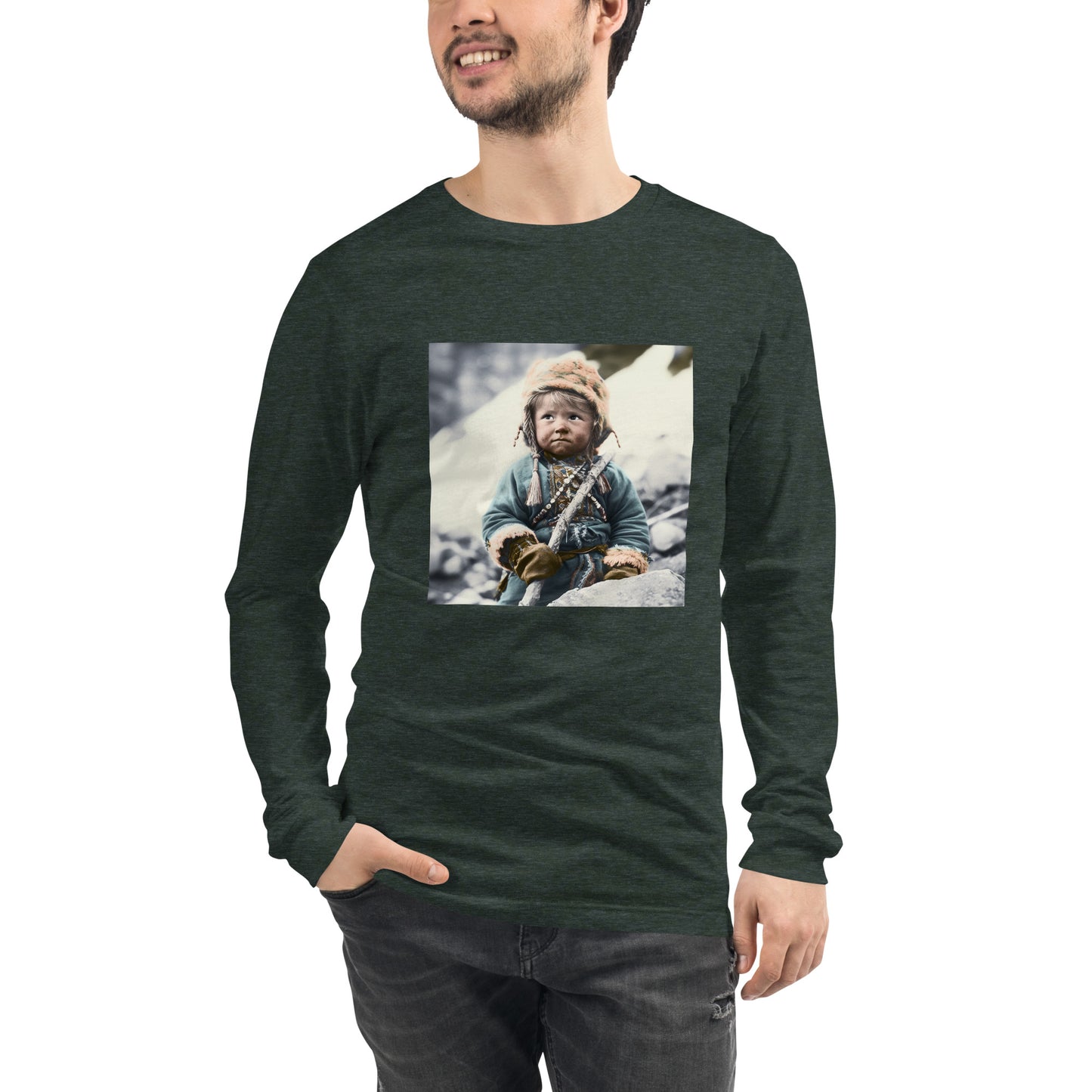 Long Sleeve Unisex / Airlume Cotton / Portrait Ötzi Tisenjoch II