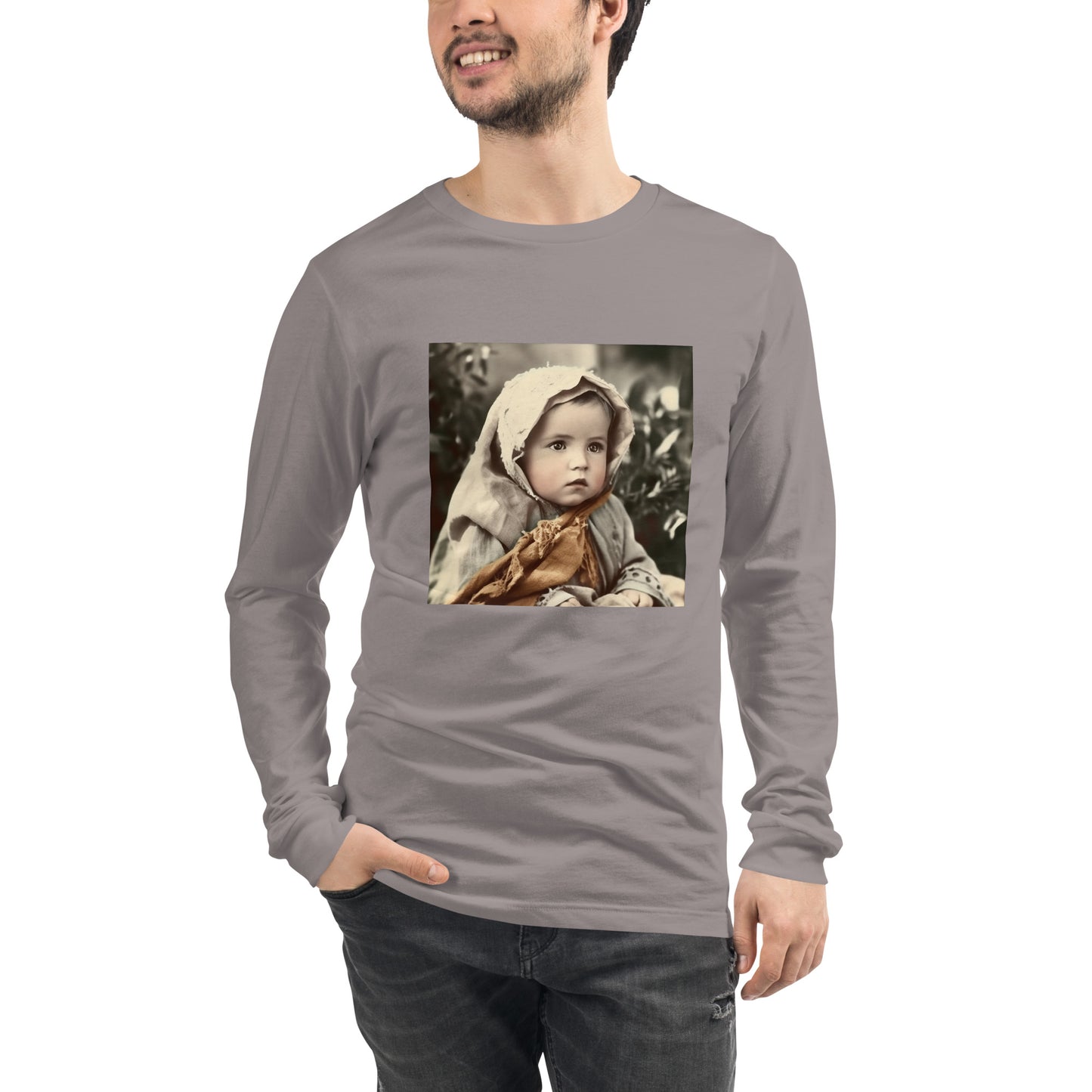 Long Sleeve Unisex / Airlume Cotton / Portrait Jesus Nazareth I