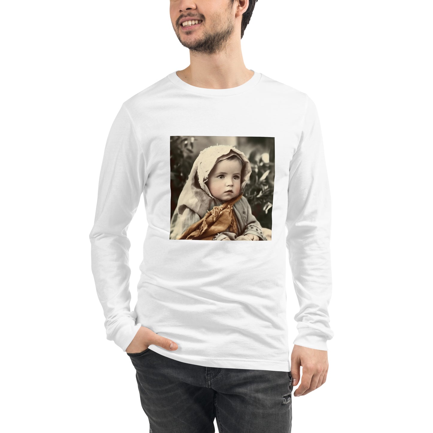 Long Sleeve Unisex / Airlume Cotton / Portrait Jesus Nazareth I